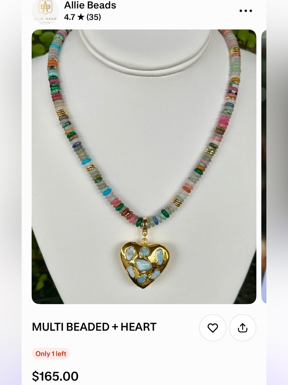 Allie Beads multi beaded heart necklace

Brand new, just purchased 

17.5”